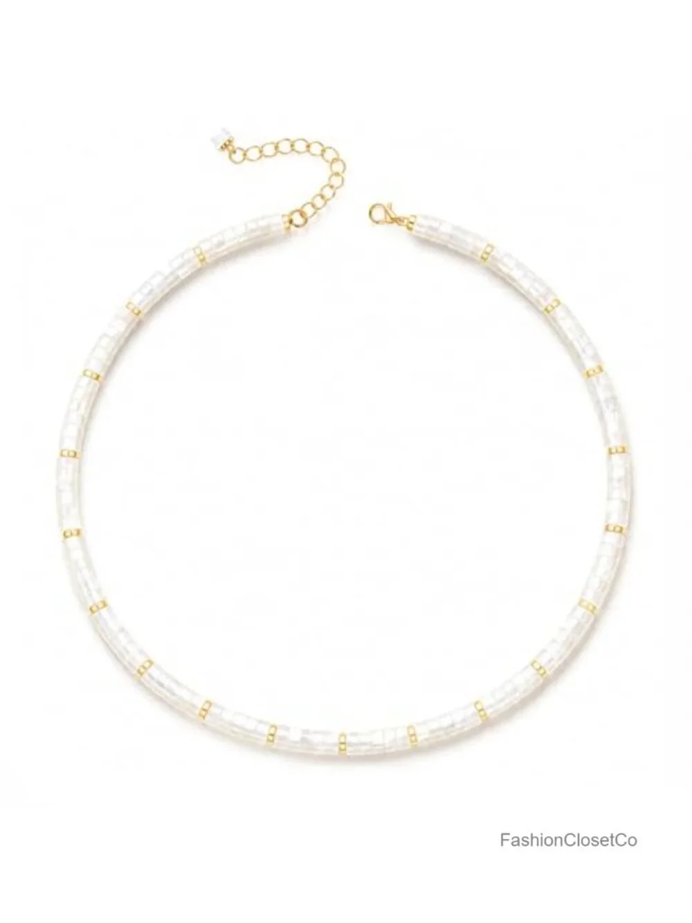 Natural Heishi Gemstone Choker Necklace, Adjustable Layering Beaded Necklace,